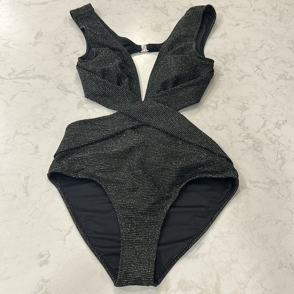 Cupshe Black Moonlit Plunging Monokini Swimsuit Large - Picture 14 of 16